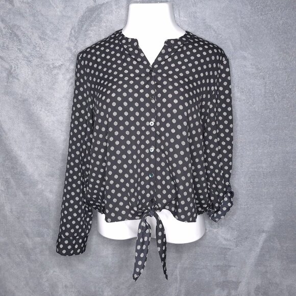 Chicos Blouse Button Front Tie-Front 12 (2) Convertible Sleeves Top Lightweight - Picture 2 of 5